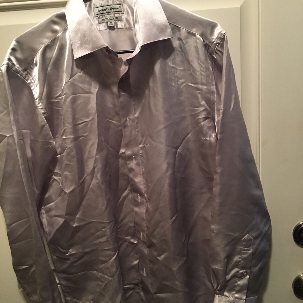Light gray silk men’s dress shirt